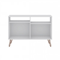 Manhattan Comfort 138GMC1 Rockefeller 39.37 TV Stand with 4 Shelves and Metal Legs in White